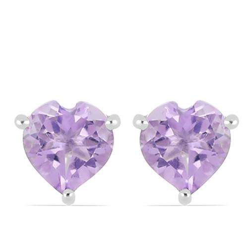 BUY REAL BRAZILIAN AMETHYST SINGLE STONE EARRINGS IN 925 STERLING SILVER